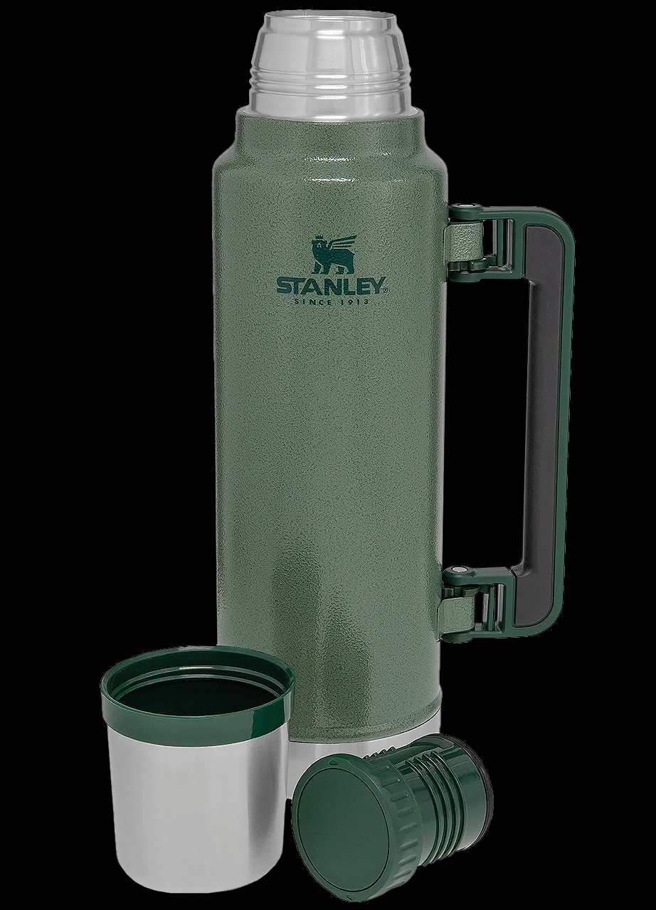 Stanley Classic Vacuum Insulated Wide Mouth Bottle - Hammertone Green - BPA-Free 18/8 Stainless Steel Thermos for Cold & Hot Beverages - 2.0 QT
